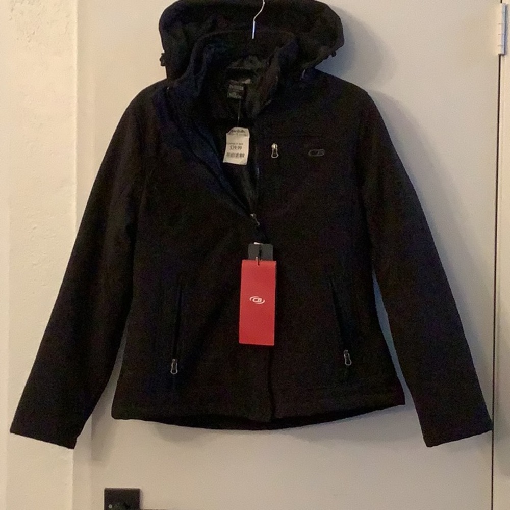NWT!  Black CB winter jacket with detachable hood.  Size Large.